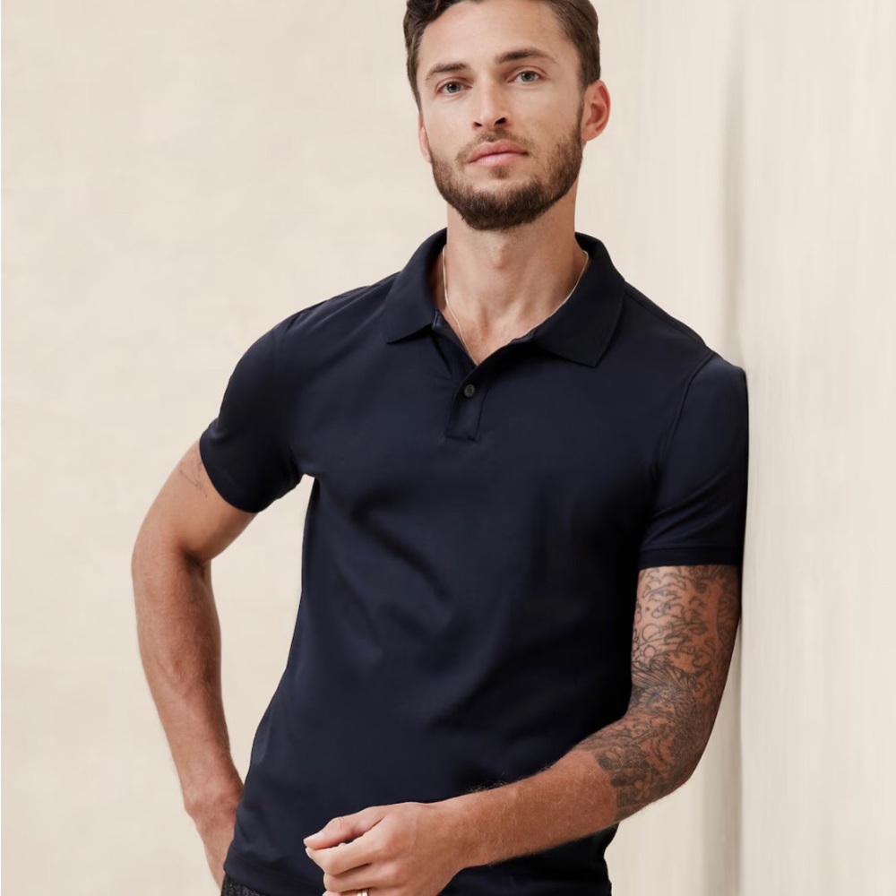 Black polo shirt